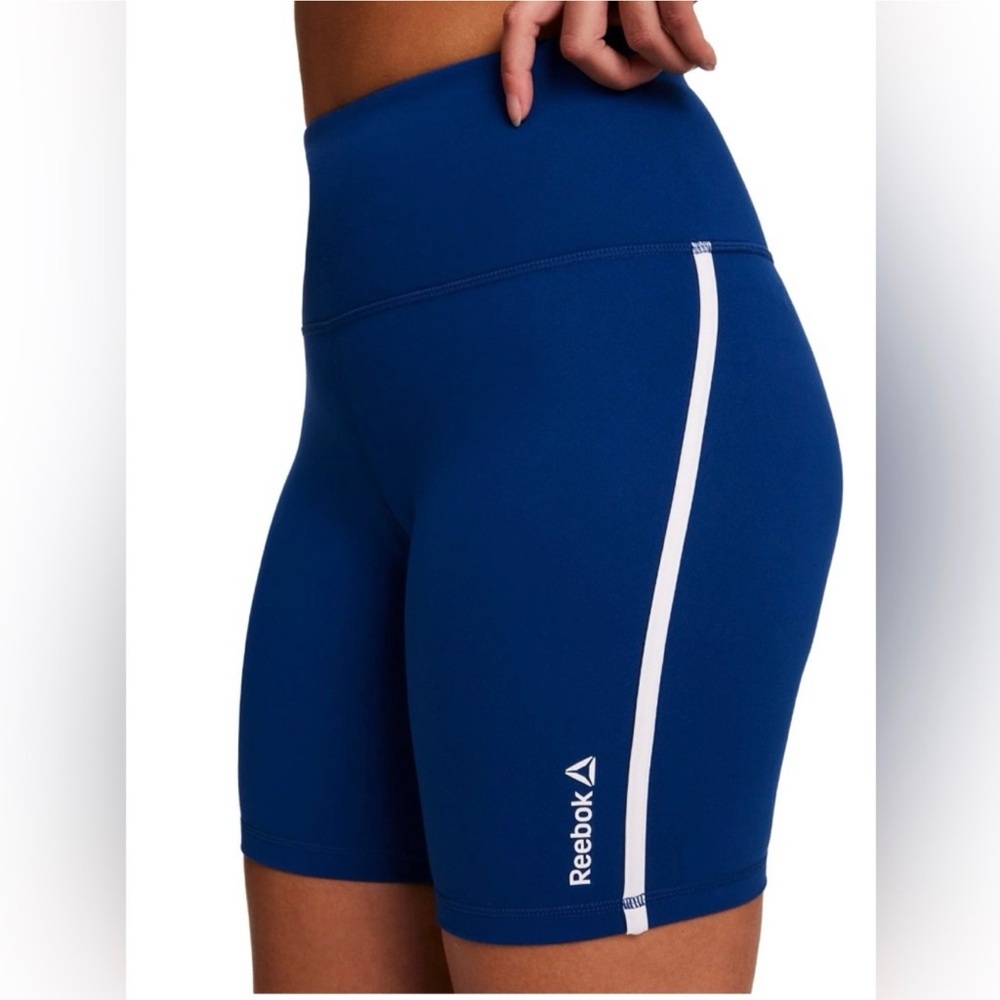 Reebok Navy blue Bike Shorts with White Side Stripes NWT